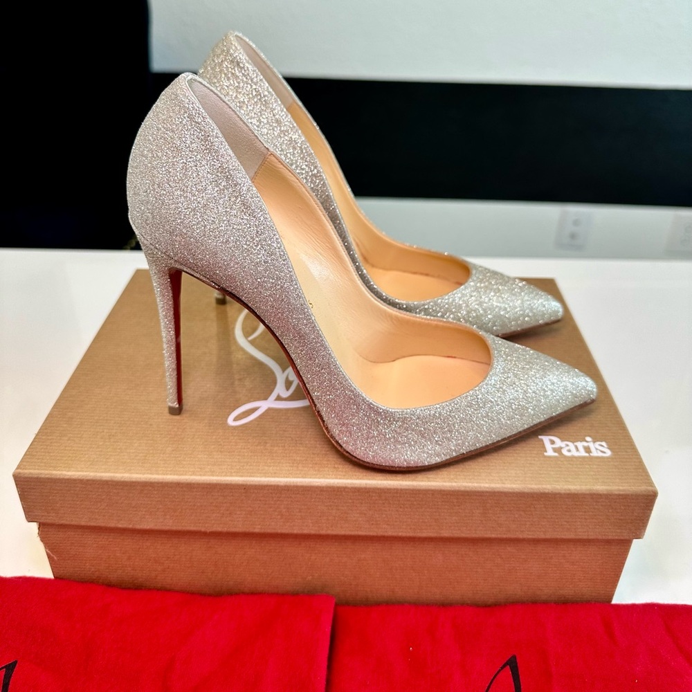 Christian Louboutin Pigalle Follies Ivory Glitter 100 - Picture 3 of 7